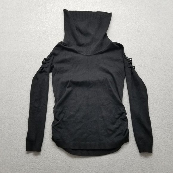 Hooked Up Sweater Womens Small Black Long Sleeve Turtleneck Rayon Blend - Picture 1 of 9